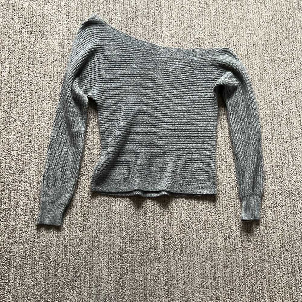 American Eagle off-the-shoulder sweater, gray, size S.